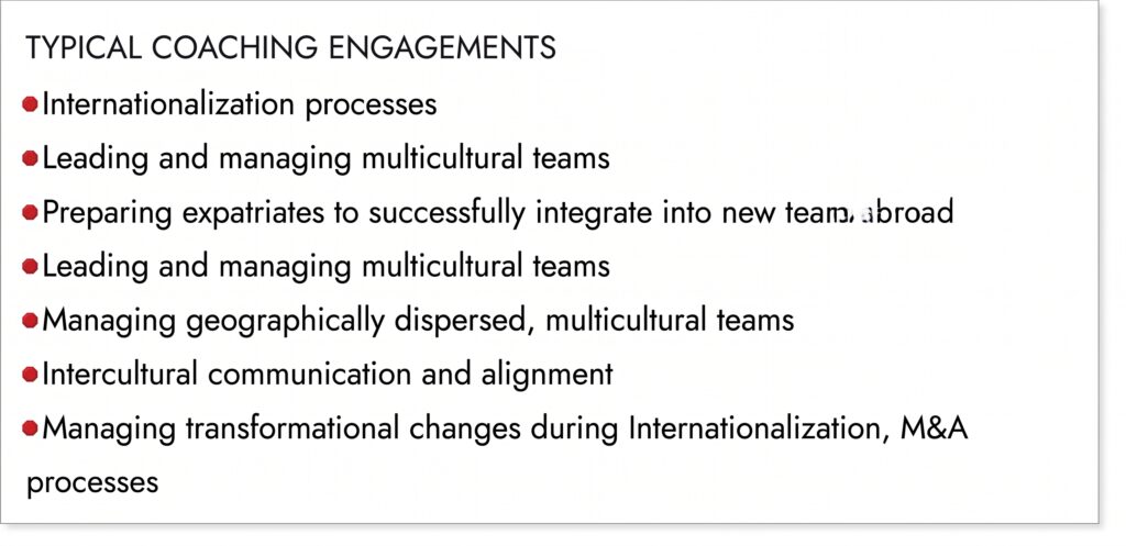 INTERCULTURAL MANAGEMENT COACHING SESSIONS